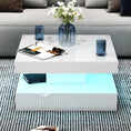 Cargar la imagen en la vista de la galería, Coffee Table with Storage for Living Room Modern Smart Tall Square Center Table 2 Tier Display Shelf
