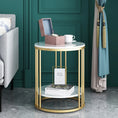 Bild in Galerie-Betrachter laden, 2-Tier White Marble Side Table round Coffee Table Nightstand Jewellery Storage
