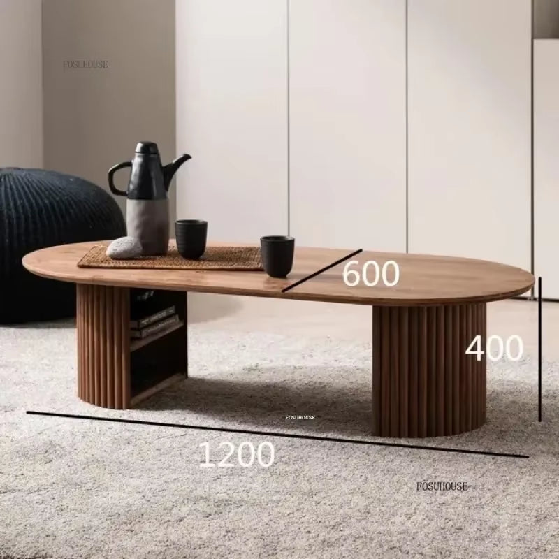 Nordic Minimalist Coffee Table Luxury Living Room Retro Walnut Wood Tables Designer Creative Tea Side Table Home Furniture L