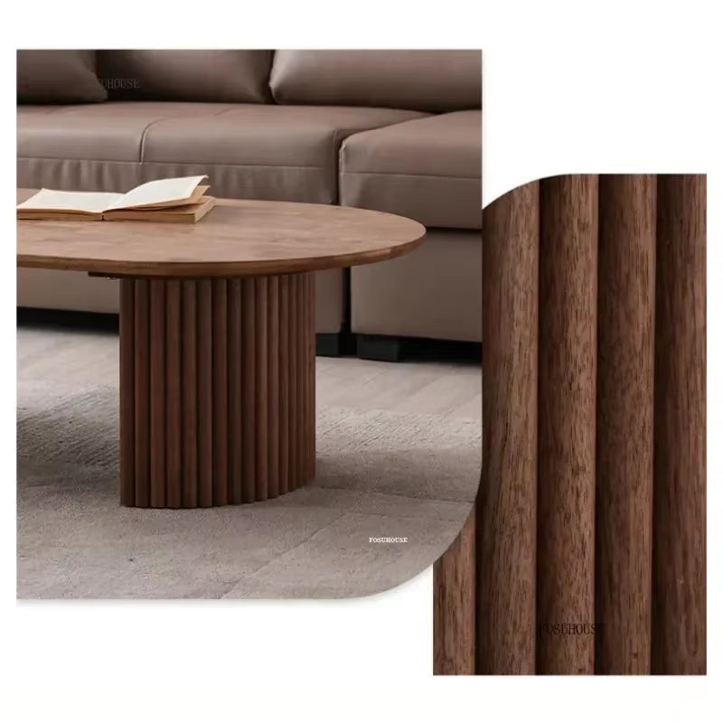 Nordic Minimalist Coffee Table Luxury Living Room Retro Walnut Wood Tables Designer Creative Tea Side Table Home Furniture L