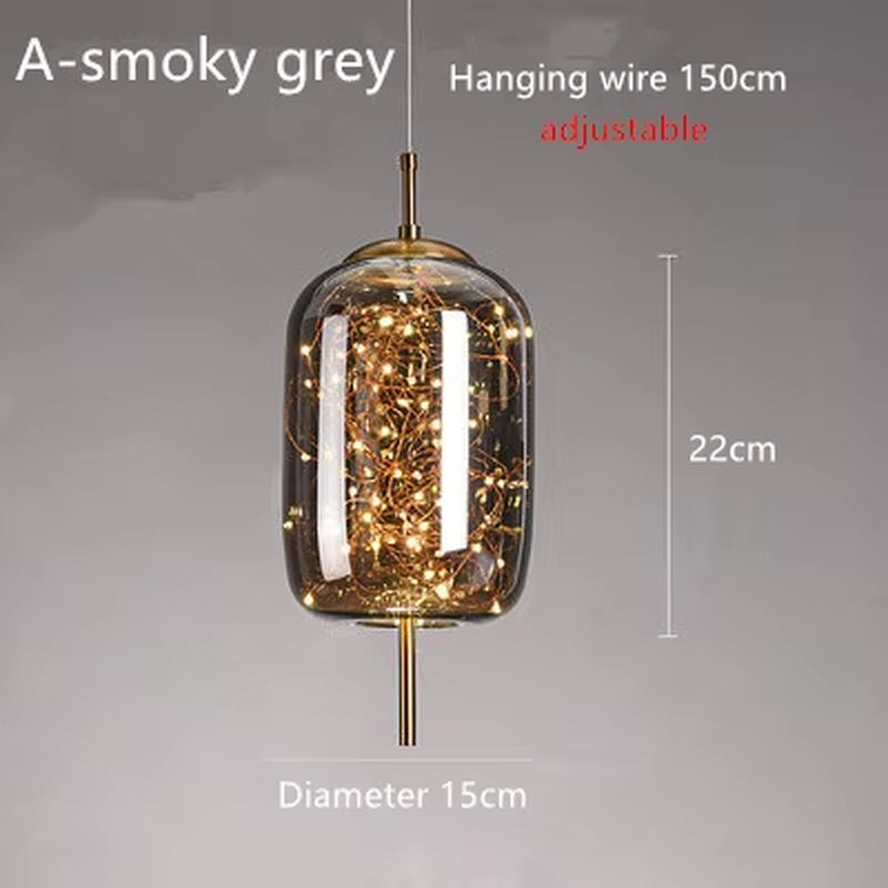 Nordic Net Red Bedside Chandelier Girl Light Luxury Long Line Personality Art Full of Stars Hotel Bar Glass Small Chandelier