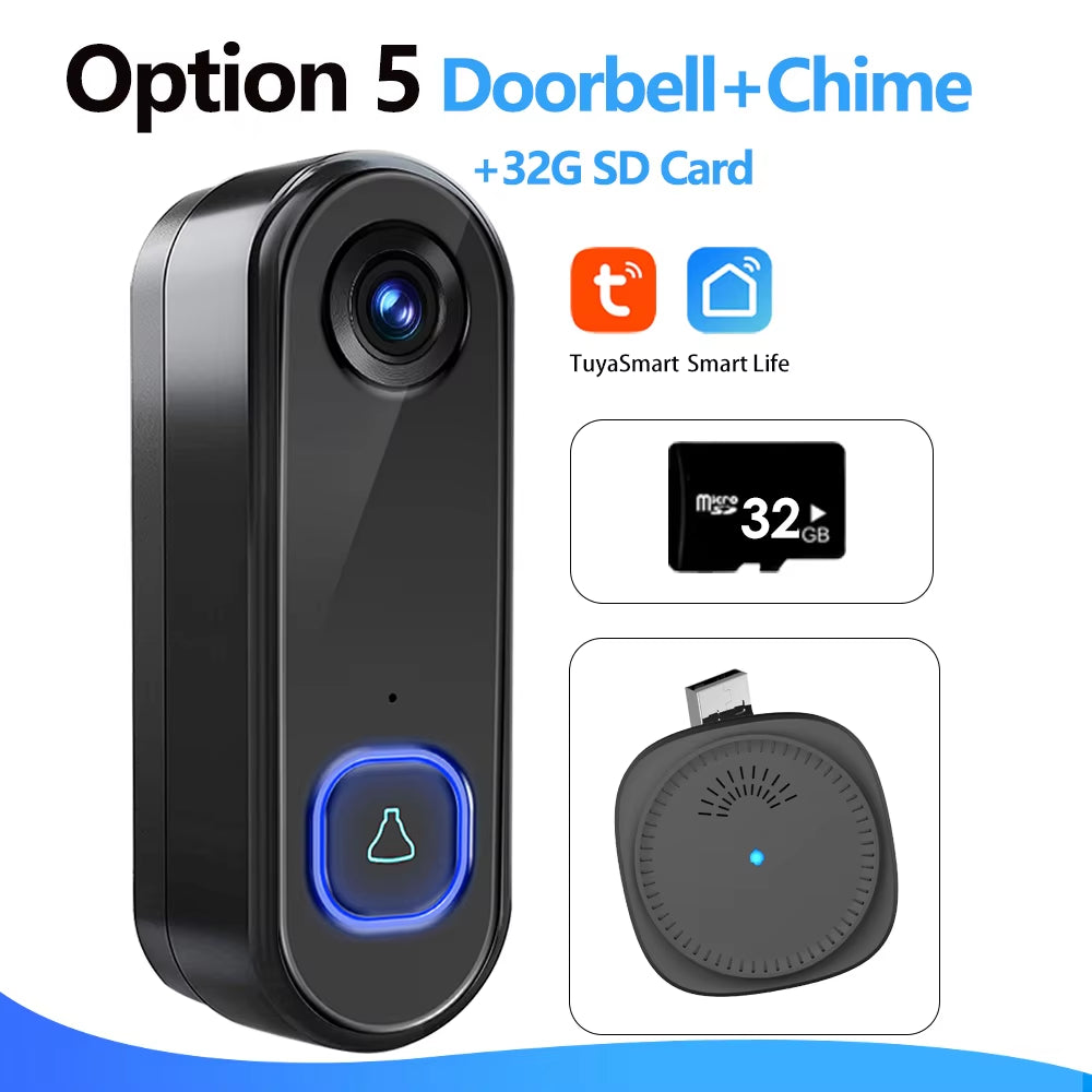 TUYA Video Doorbell Camera P2P Wifi Video Door Phone Intercom 1080P Two-Way Audio Smart Door Bell Google Home Alexa Doorbell