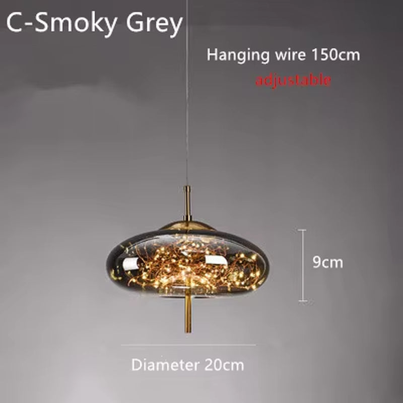 Nordic Net Red Bedside Chandelier Girl Light Luxury Long Line Personality Art Full of Stars Hotel Bar Glass Small Chandelier