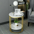 Cargar la imagen en la vista de la galería, 2-Tier White Marble Side Table round Coffee Table Nightstand Jewellery Storage
