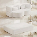 Bild in Galerie-Betrachter laden, Floor Sofa Futon Cloud Couch Convertible Sofa Bed with 2 Pillows Teddy Fabric Foam-Filled Loveseat Sleeper Sofa Couches
