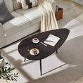 Bild in Galerie-Betrachter laden, Modern Coffee Table Small White Coffee Tables for Small Space Unique Simple Oval Center Table with Wood Frame for Living Room
