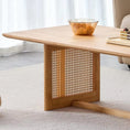 Bild in Galerie-Betrachter laden, Rattan Coffee Table Rectangular Solid Wood Coffee Table with Cross Table Legs for Living Room Furniturefreight Free Side Tea
