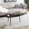 Cargar la imagen en la vista de la galería, Modern Coffee Table Small White Coffee Tables for Small Space Unique Simple Oval Center Table with Wood Frame for Living Room
