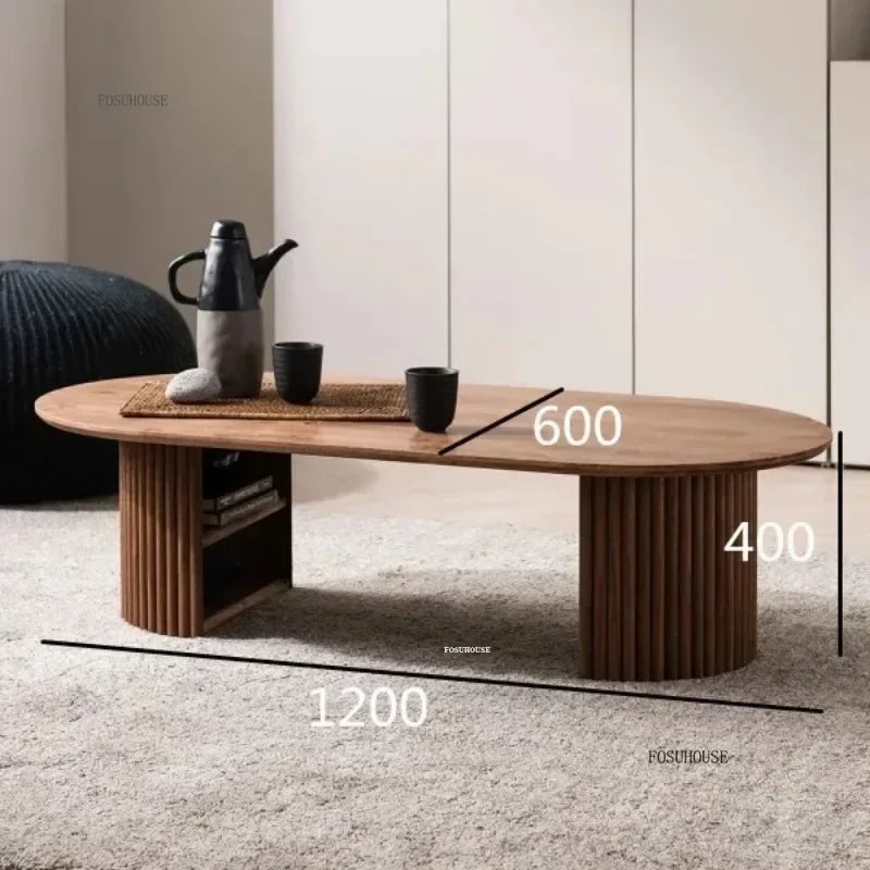 Nordic Minimalist Coffee Table Luxury Living Room Retro Walnut Wood Tables Designer Creative Tea Side Table Home Furniture L