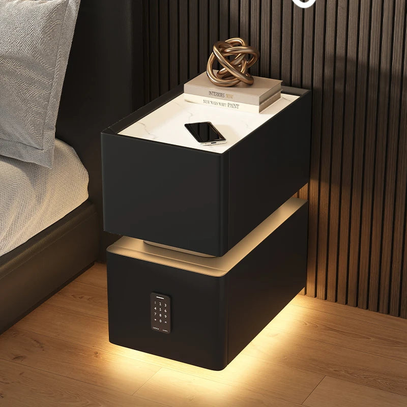 Smart Bedside Table Small 2024 New Minimalist Modern Bedroom Bedside Table Light Luxury and High-End Feeling Ultra Narrow Storag