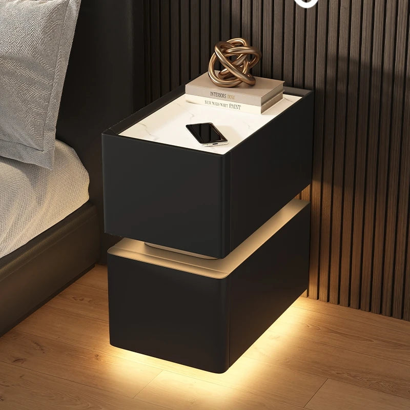 Smart Bedside Table Small 2024 New Minimalist Modern Bedroom Bedside Table Light Luxury and High-End Feeling Ultra Narrow Storag