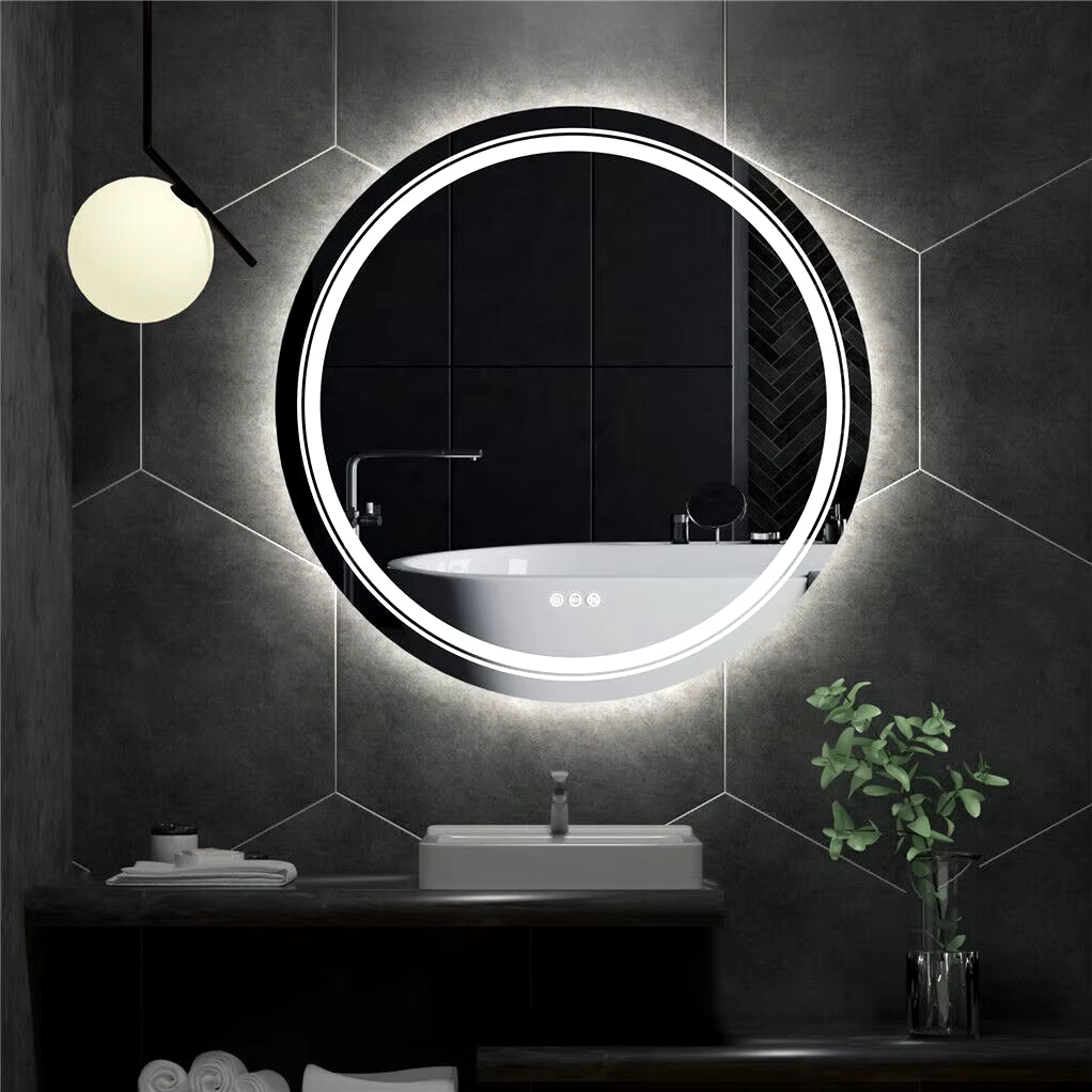 round Smart Mirror Bathroom Illuminate Waterproof Wash Basin Shower Vanity Mirror with Touch Screen