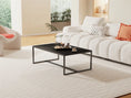 Cargar la imagen en la vista de la galería, Sintered Stone Coffee Table: Grey Sofa Center Table with Black Metal Frame - Rectangular Furniture Decor Table for Living Room
