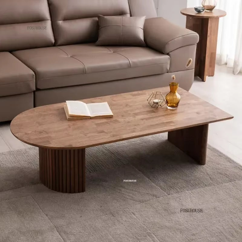 Nordic Minimalist Coffee Table Luxury Living Room Retro Walnut Wood Tables Designer Creative Tea Side Table Home Furniture L