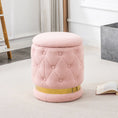 Load image into Gallery viewer, White/Pink Round-Shape Chair Teddy Velvet Makeup Stool Footstool with Storage Space Applicable to Living Room Bedroom Dresser
