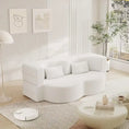 Bild in Galerie-Betrachter laden, Floor Sofa Futon Cloud Couch Convertible Sofa Bed with 2 Pillows Teddy Fabric Foam-Filled Loveseat Sleeper Sofa Couches
