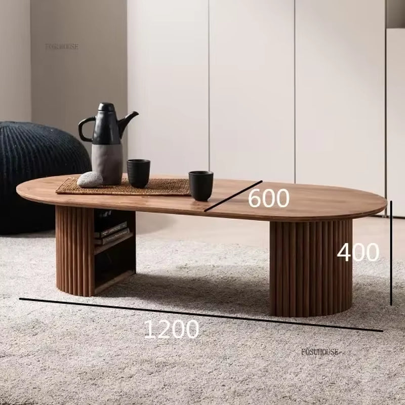 Nordic Minimalist Coffee Table Luxury Living Room Retro Walnut Wood Tables Designer Creative Tea Side Table Home Furniture L