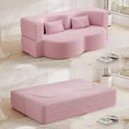 Bild in Galerie-Betrachter laden, Floor Sofa Futon Cloud Couch Convertible Sofa Bed with 2 Pillows Teddy Fabric Foam-Filled Loveseat Sleeper Sofa Couches
