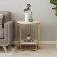 Cargar la imagen en la vista de la galería, 2-Tier White Marble Side Table round Coffee Table Nightstand Jewellery Storage
