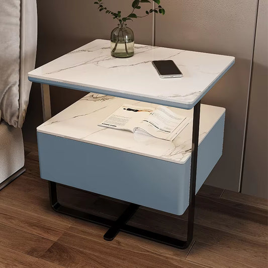 Smart Wooden Bedside Table Modern Style Bedroom Nightstands with Wireless Charging Bluetooth Speaker Home Storage Side Cabinet